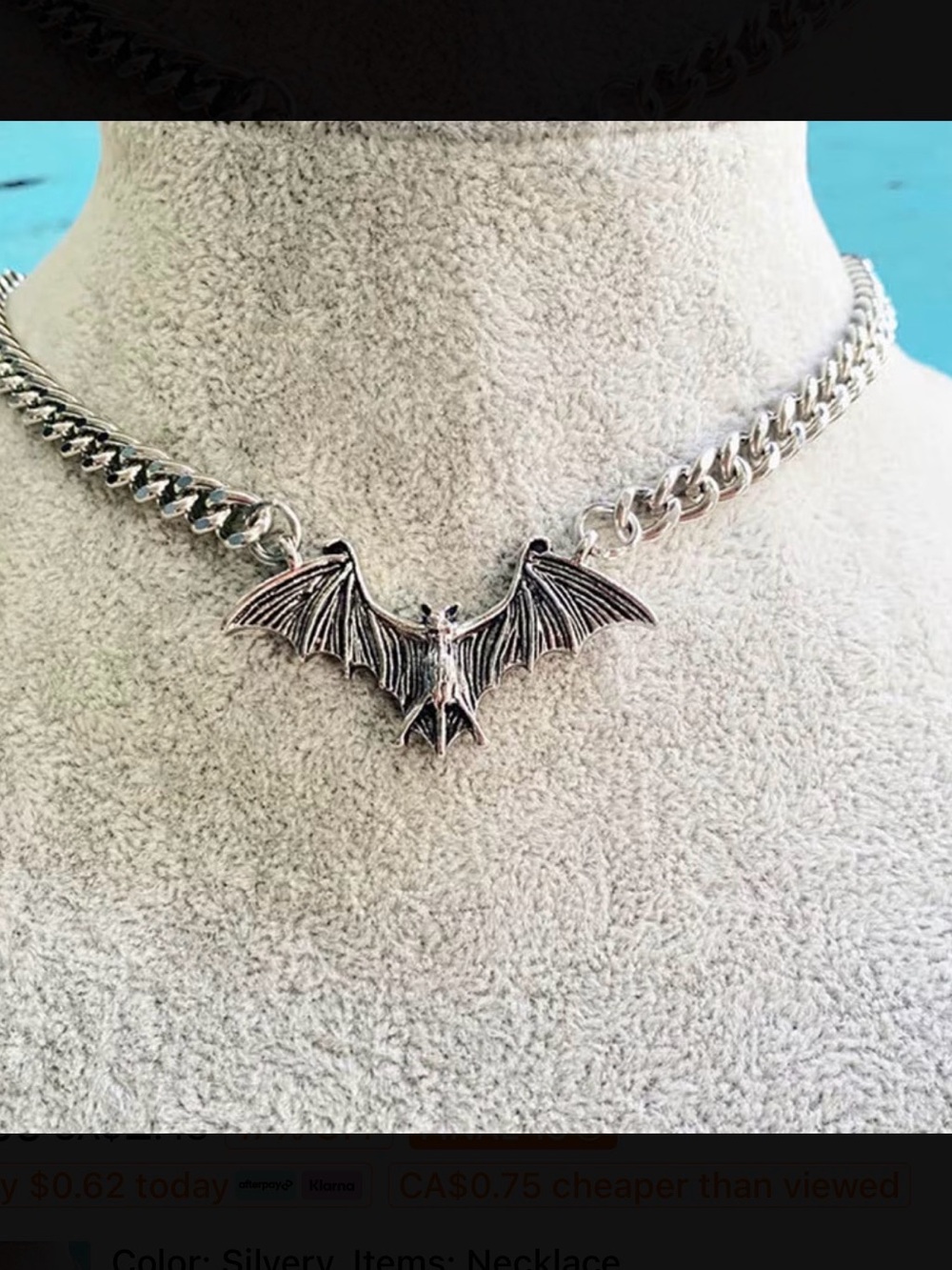 ⭐️ Bat Pendant Chunky Chain Necklace New